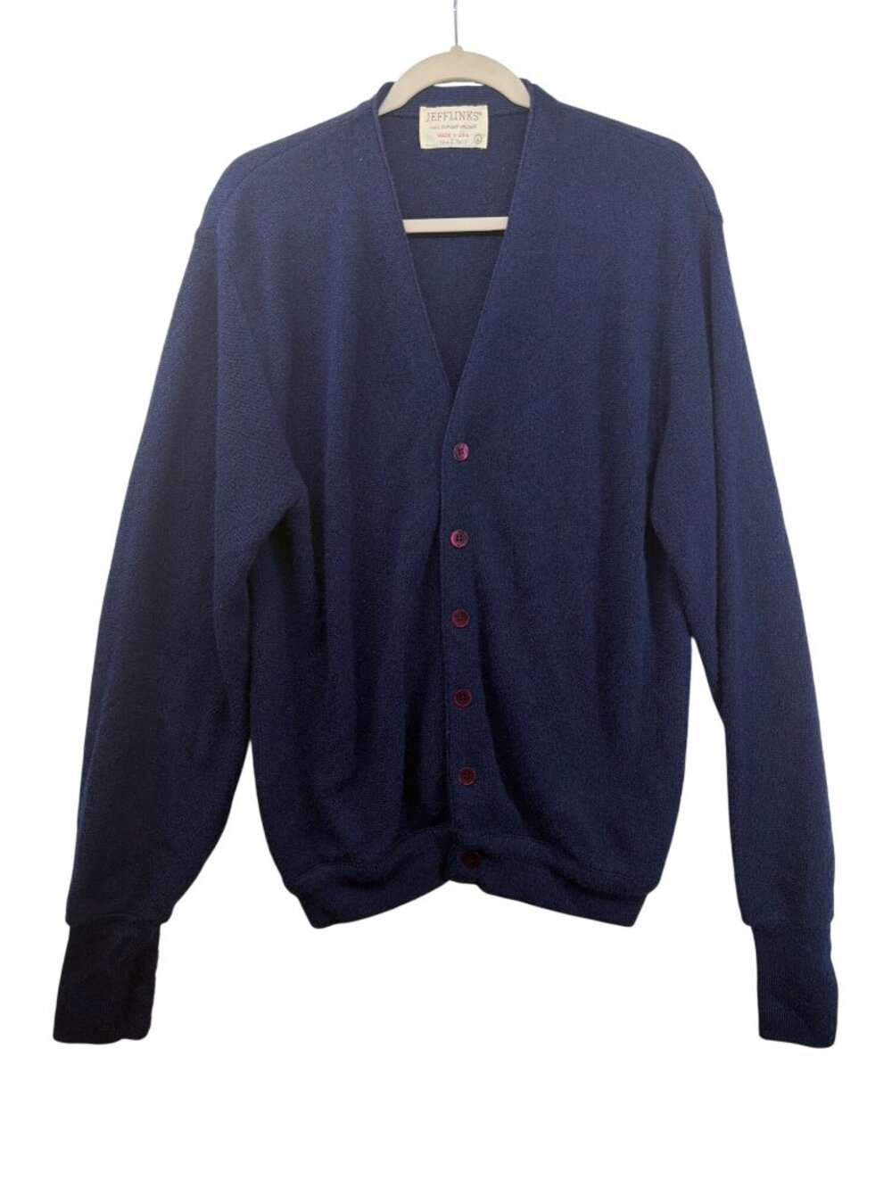Vintage Jefflinks by Lord Jeff Men Cardigan Sz L Navy Blue Classic Grandpa Old$$